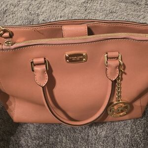 Michael Kors Coral Satchel with Gold Accents